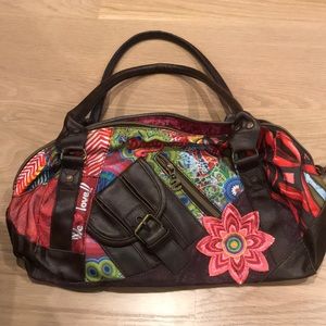 Desigual Amanecer Embroidered Canvas Satchel Bag